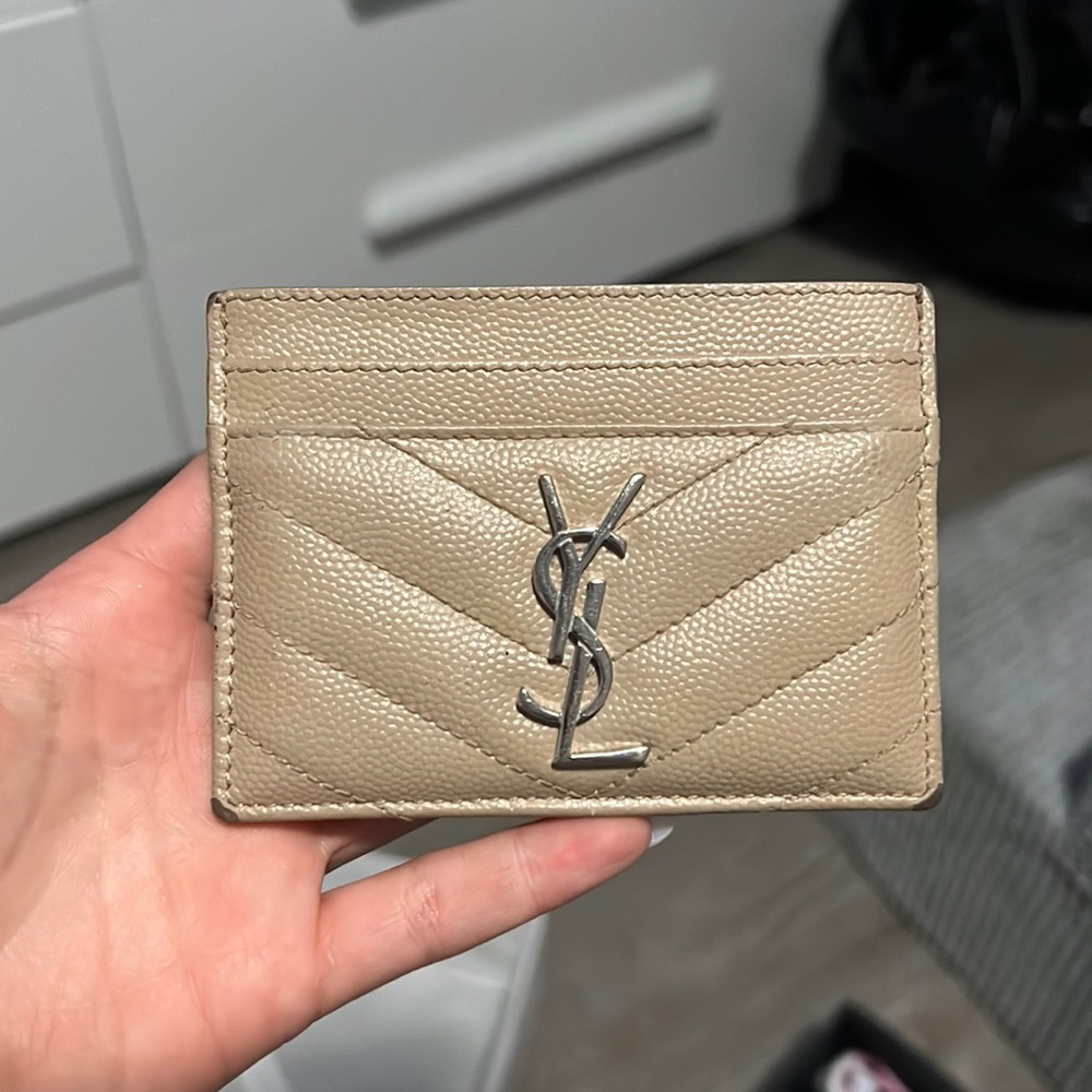 YSL authentic card holder nude beige